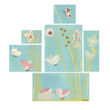All a Twitter-Blue Canvas Reproduction Set of 6 by Oopsy Daisy