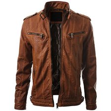 Brown Leather Bomber Jacket