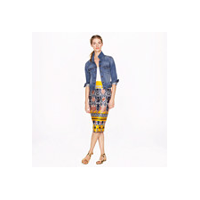 Long No. 2 pencil skirt in scroll print