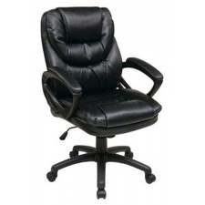 WorkSmart Faux Leather Manager's Chair with Padded Arms, Black