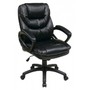 WorkSmart Faux Leather Manager's Chair with Padded Arms, Black