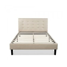 Zinus Upholstered Button Tufted Platform Bed With Wooden Slats, Queen