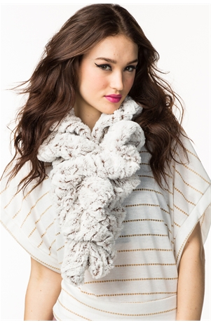 Two Tone Ivory Fur Scarf