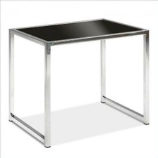 Yield End Table, Chrome and Black Glass
