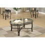 3-Pcs Table Set w/Glass Table Top and Dark Bronze Finished Metal Base by Poundex