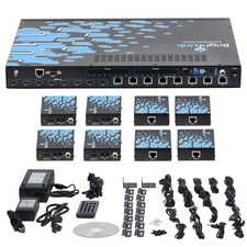 Brightlink 8x8 HDBaseT Matrix Switcher over single Cat6 cable and HDMI-1080p-4Kx2K-228ft-2 way IR control POE POH-SET c/w 8 Receivers/Baluns