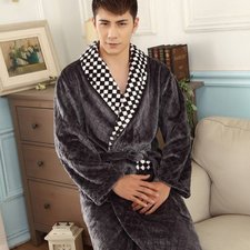 Long flannel bathrobe men