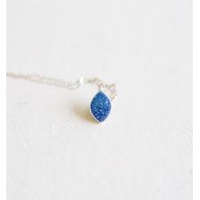 Blue Druzy Sterling Silver Necklace - 16" Length