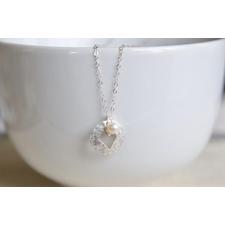 Heart Shape and Pearl Sterling Silver Necklace - 16" Length