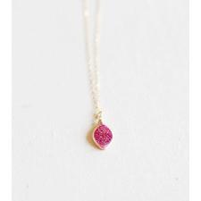 Hot Pink Druzy Gold Filled Necklace - 16" Length