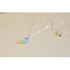 Milky Opal Gemstone Teardrop Sterling Silver Necklace - 18" Length