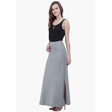 Get Flared Grey Maxi Skirt From FabAlley