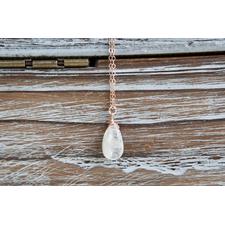 Rainbow Moonstone Rose Gold Necklace - 16" Length