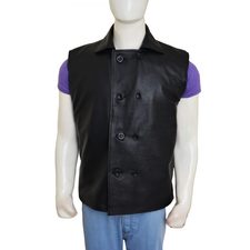 Macho Noir Spiderman Leather Black Vest