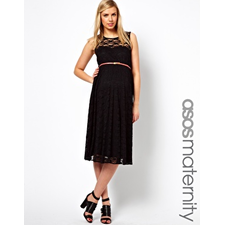 Image 1 of ASOS Maternity Lace Midi Dress with Belt