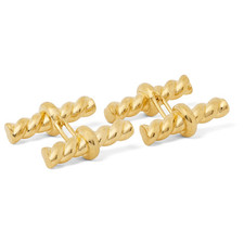 Twisted Gold-Tone Silver Cufflinks