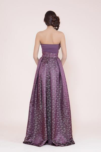 Purple maxi pleated dress w...