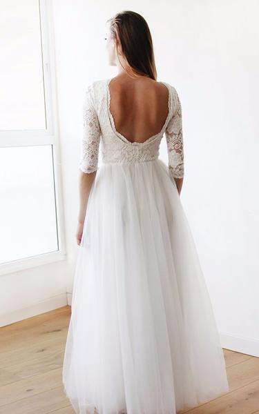 Ivory Tulle and Lace Open B...