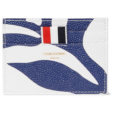 THOM BROWNE Printed Pebble-Grain Leather Cardholder