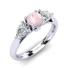 Rose Quartz & Swarovski Crystal 585 White Gold Ring | GLAMIRA.com