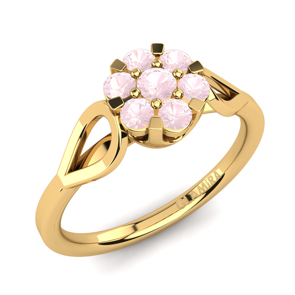 Rose Quartz- 585 Yellow Gol...