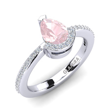 Rose Quartz & Diamond 750 White Gold Ring  | GLAMIRA.com