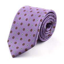 Lilac Printed Silk Tie | Buy Italian Silk Ties Online | Handmade Silk Ties