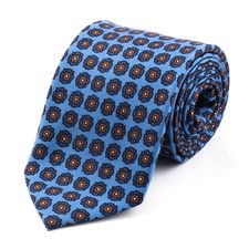 Blue Printed Silk Tie | Buy Panah Silk Ties | Handmade Silk Ties