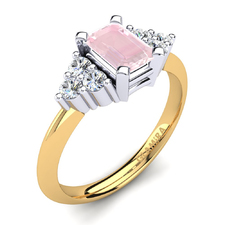  Rose Quartz 750 Yellow & White Gold Diamond Ring  | GLAMIRA.com