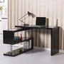 HomCom Rotating Office Desk and Shelf Combo - Black