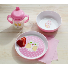 Owl & Cat Geo Animal Feeding Set | Pottery Barn Kids