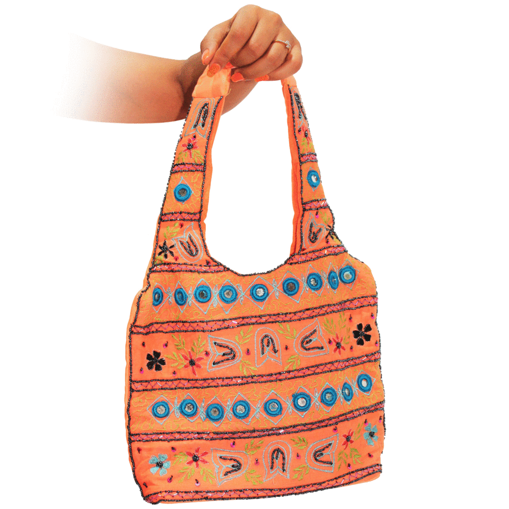 Orange Embroidery Bag - Zar...