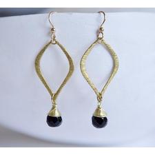 Black Crystal Teardrop Gold Filled Earrings
