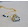 Grey Druzy Teardrop with Gold-Plated Necklace