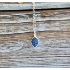 Blue Druzy Sterling Silver Necklace - 16" Length