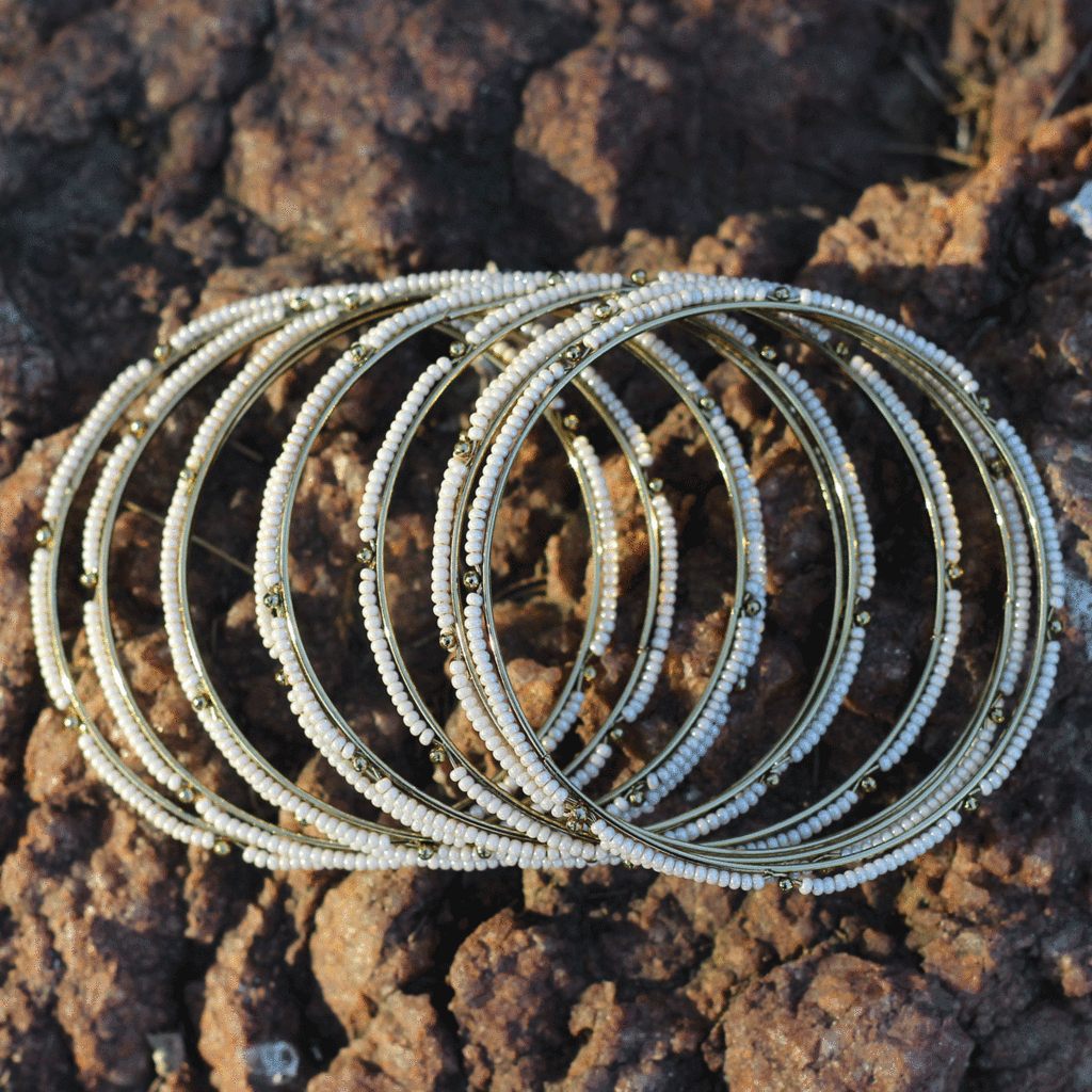 White Beads Bangle - Zarood...