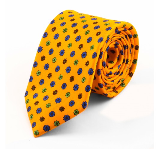 Yellow Printed Silk Tie | P...