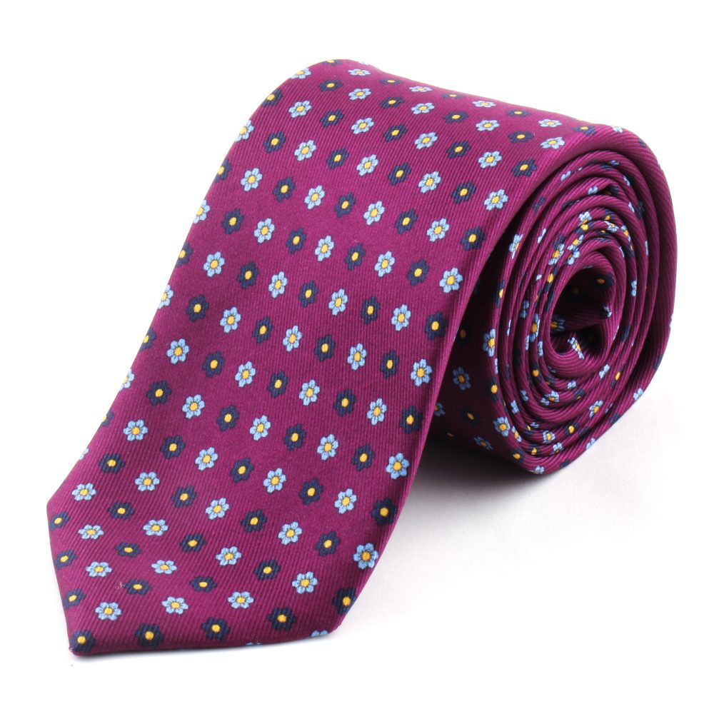 Purple Printed Silk Tie | B...