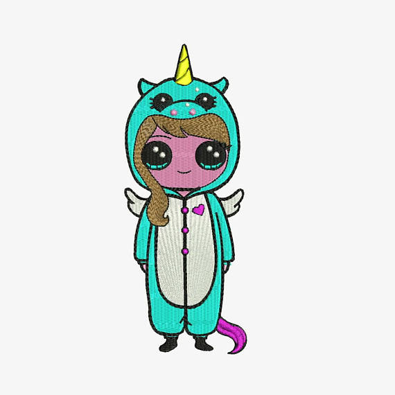 Unicorn Girl Machine Embroi...