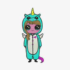 Unicorn Girl Machine Embroidery Designs - Cartoon Instant Download Filled Stitches Design 146