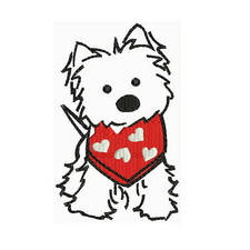 West Highland White Terrier Puppy Machine Embroidery Designs - Animal Instant Download Filled Stitches Design 137