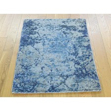 2'x3' Hand-Knotted Abstract Design Wool And Silk Modern Oriental Rug