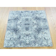 2'x2'10" Hand-Knotted Wool And Silk Abstract Design Modern Oriental Rug