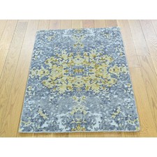 4'2"x6'10" Hand-Knotted Persian Heriz Overdyed Pure Wool Wide Runner Rug