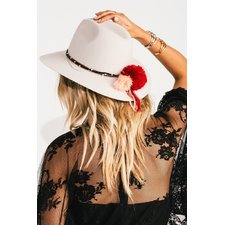 Brooklyn Stiff Brim Fedora with Pom Poms