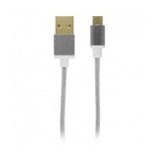 Usb To Microusb Fabric Charge And Sync Cable, Silver