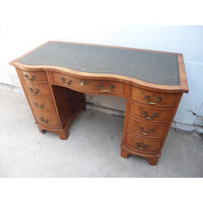 An-Original-Reprodux-Serpentine-Yew-Wood-Leather-Desk