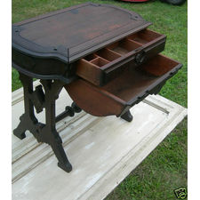 ANTIQUE-SOLID-BLACK-WALNUT-SEWING-WORK-TABLE-DESK-USE-AS-IS-OR-RESTORE