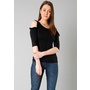 Shop Black Pleated Cold Shoulder Top Online From FabAlley