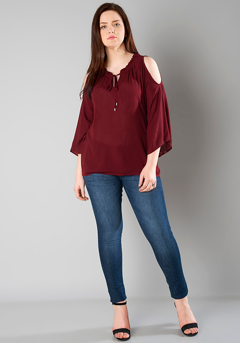 Get Oxblood CURVE Pleated N...